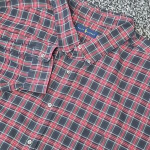 Ralph Lauren Long Sleeve Mens 5XB Button-Down Shirt Plaid Cotton Long Sleeve